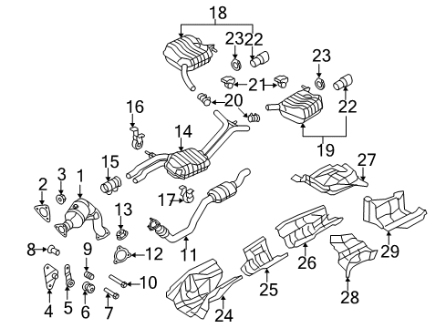 2009 Audi A4 Quattro Catalytic Converter Diagram for 8E0-254-506-KX