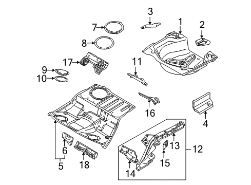 2002 Audi A4 Quattro Rear Body - Floor & Rails Diagram 2