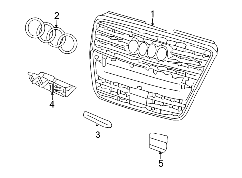 2005 Audi A8 Quattro Grille & Components Diagram 1