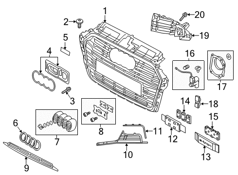 2018 Audi A3 Sportback e-tron Grille & Components Diagram 2