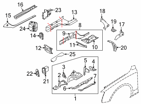 2011 Audi A5 Structural Components & Rails