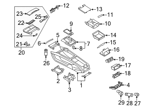 2009 Audi Q7 Front Console, Rear Console Diagram 3