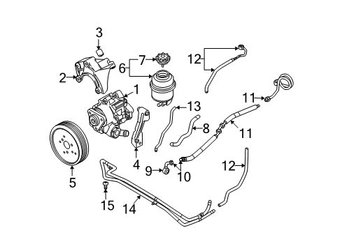 2005 Audi A6 Quattro Power Steering Pump Diagram for 4F0-145-155-C