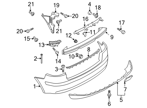 2008 Audi A3 Bumper Cover Diagram for 8P4-807-303-Z9Y