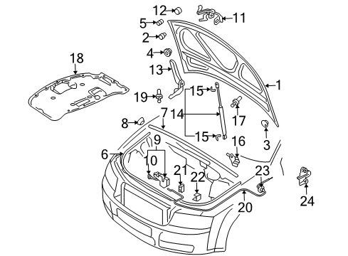 2003 Audi A4 Hood & Components, Body Diagram 1