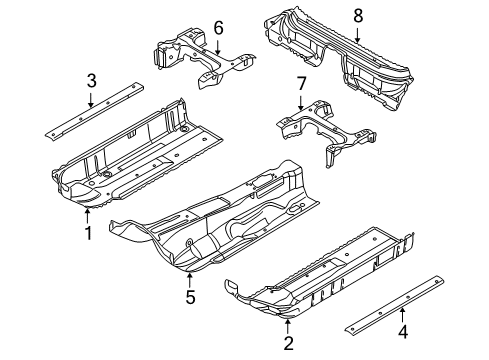 2007 Audi RS4 Pillars, Rocker & Floor - Floor & Rails