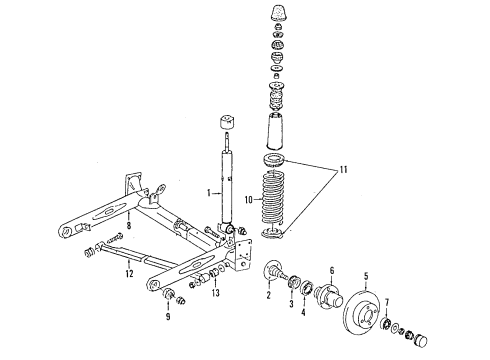 1989 Audi 200 Rear Axle, Stabilizer Bar, Suspension Components