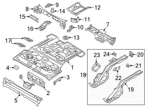 2018 Audi TT RS Quattro Rear Body - Floor & Rails