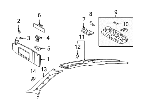 2004 Audi S4 Interior Trim - Roof Diagram 1