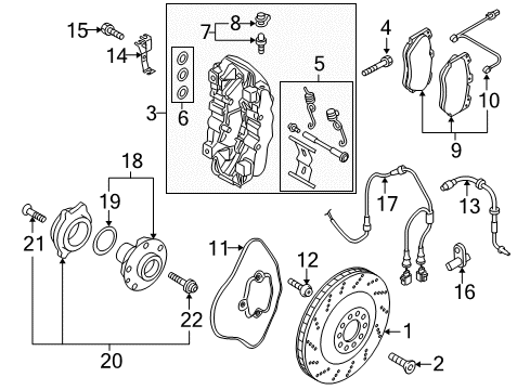 2015 Audi R8 Caliper Mount Bolt Diagram for WHT-001-330-A