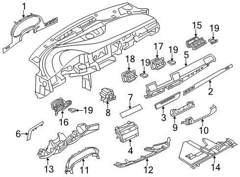 2016 Audi A8 Quattro Cluster & Switches, Instrument Panel Diagram 3