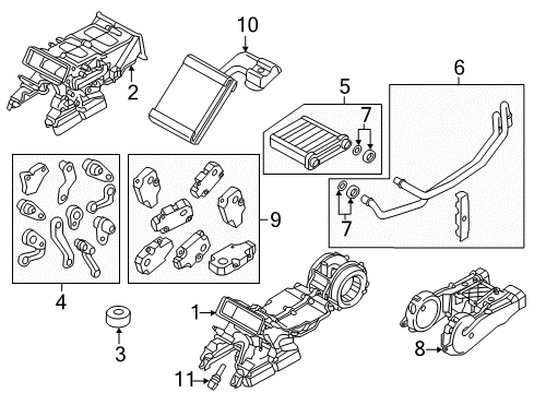 2015 Audi S8 A/C Evaporator & Heater Components Diagram 2