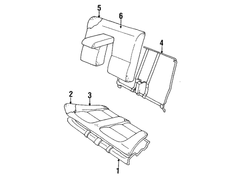 1998 Audi Cabriolet Rear Seat Components