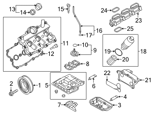 2016 Audi A8 Quattro Engine Parts & Mounts, Timing, Lubrication System Diagram 1