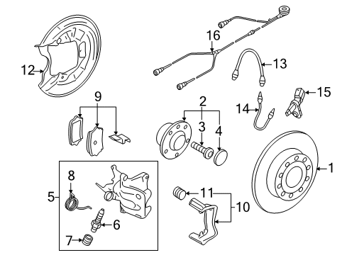 2006 Audi A3 Brake Components, Brakes Diagram 2