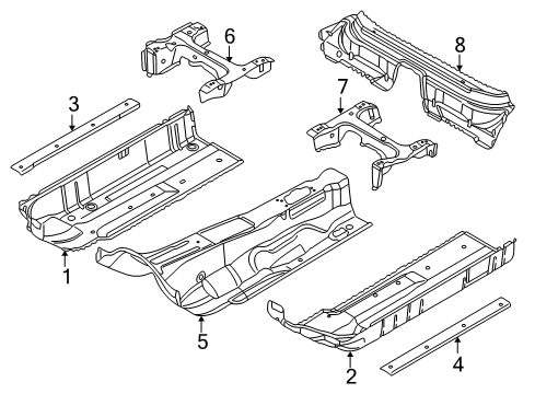 2005 Audi S4 Pillars, Rocker & Floor - Floor & Rails Diagram 4