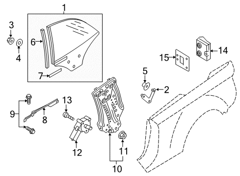 2013 Audi RS5 Quarter Panel - Glass & Hardware Diagram 1