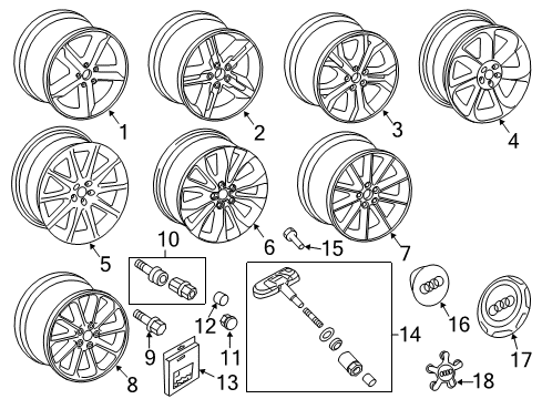 2015 Audi TTS Quattro Wheels, Covers & Trim Diagram 1