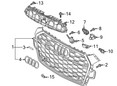 2023 Audi S5 Grille & Components Diagram 1