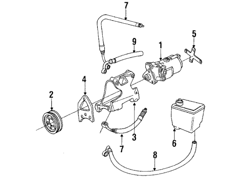 1994 Audi V8 Quattro P/S Pump & Hoses, Steering Gear & Linkage Diagram 2