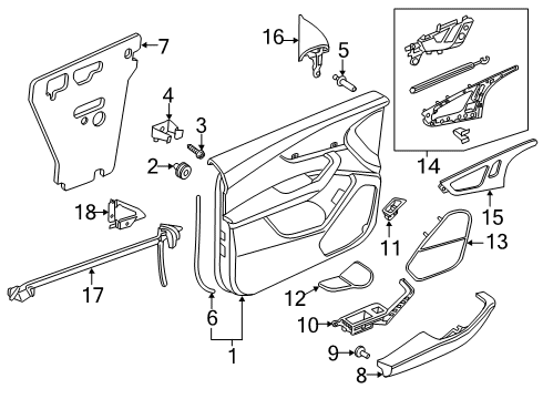 2021 Audi Q8 Interior Trim - Front Door Diagram 1