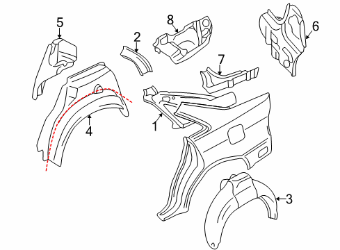 1996 Audi A4 Inner Structure - Quarter Panel