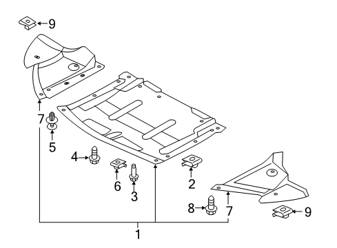 2015 Audi R8 Front Structural Components - Splash Shields Diagram 1