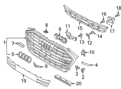 2020 Audi S8 Grille & Components Diagram 1