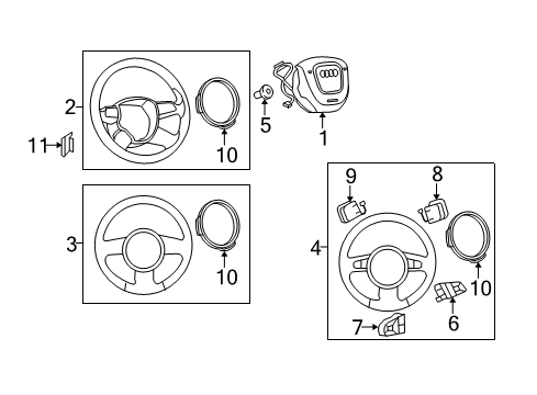 2006 Audi A3 Quattro Steering Wheel Diagram for 8R0-419-091-6PS