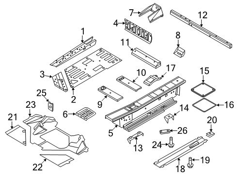 2015 Audi R8 Pillars, Rocker & Floor - Floor & Rails Diagram 2