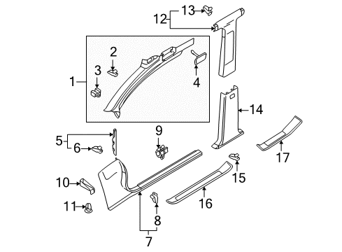 2006 Audi A4 Quattro Interior Trim - Pillars, Rocker & Floor Diagram 3