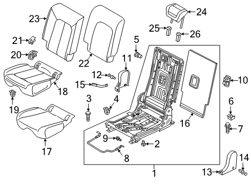 2023 Audi Q3 Rear Seat Components Diagram 1