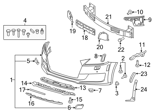 2017 Audi TTS Quattro Front Bumper Diagram 1