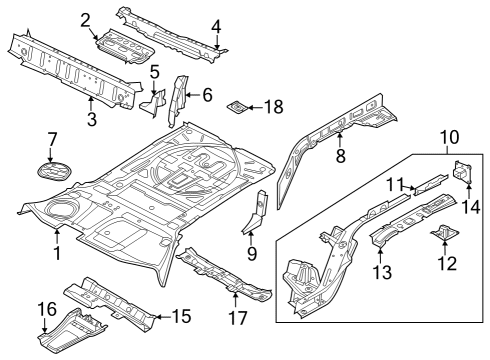 2019 Audi SQ5 Rear Body - Floor & Rails