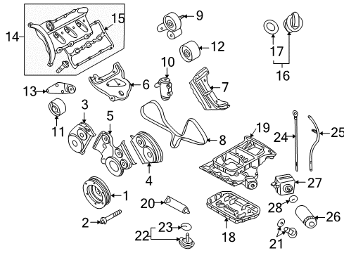 2002 Audi A4 Quattro Engine Parts & Mounts, Timing, Lubrication System Diagram 2